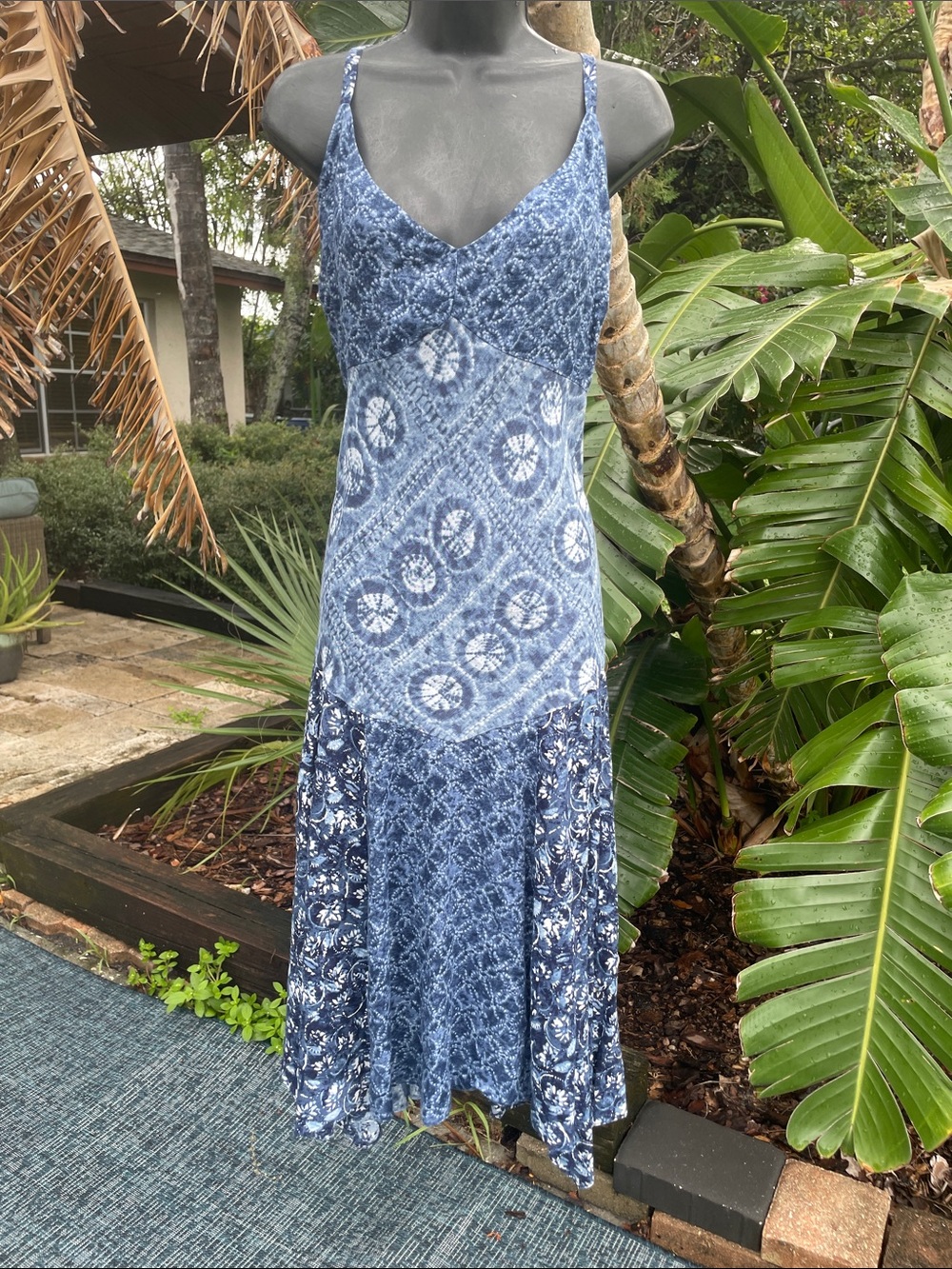 handkerchief hem, bias cut drop waist bandanna print dress